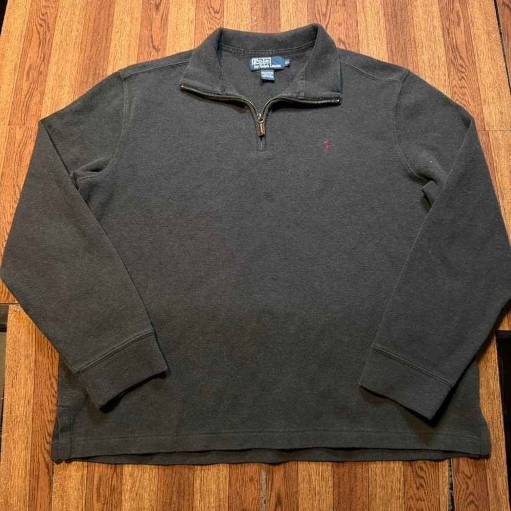 Polo Ralph Lauren Grey Cotton Vintage Quarter Sweatshirt Fits Large